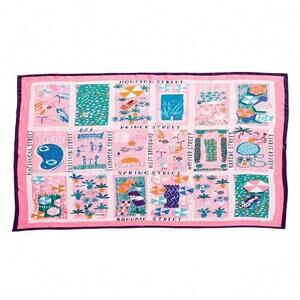 NWT Kate Spade Rooftop Scene Oblong Scarf - Bright Peony